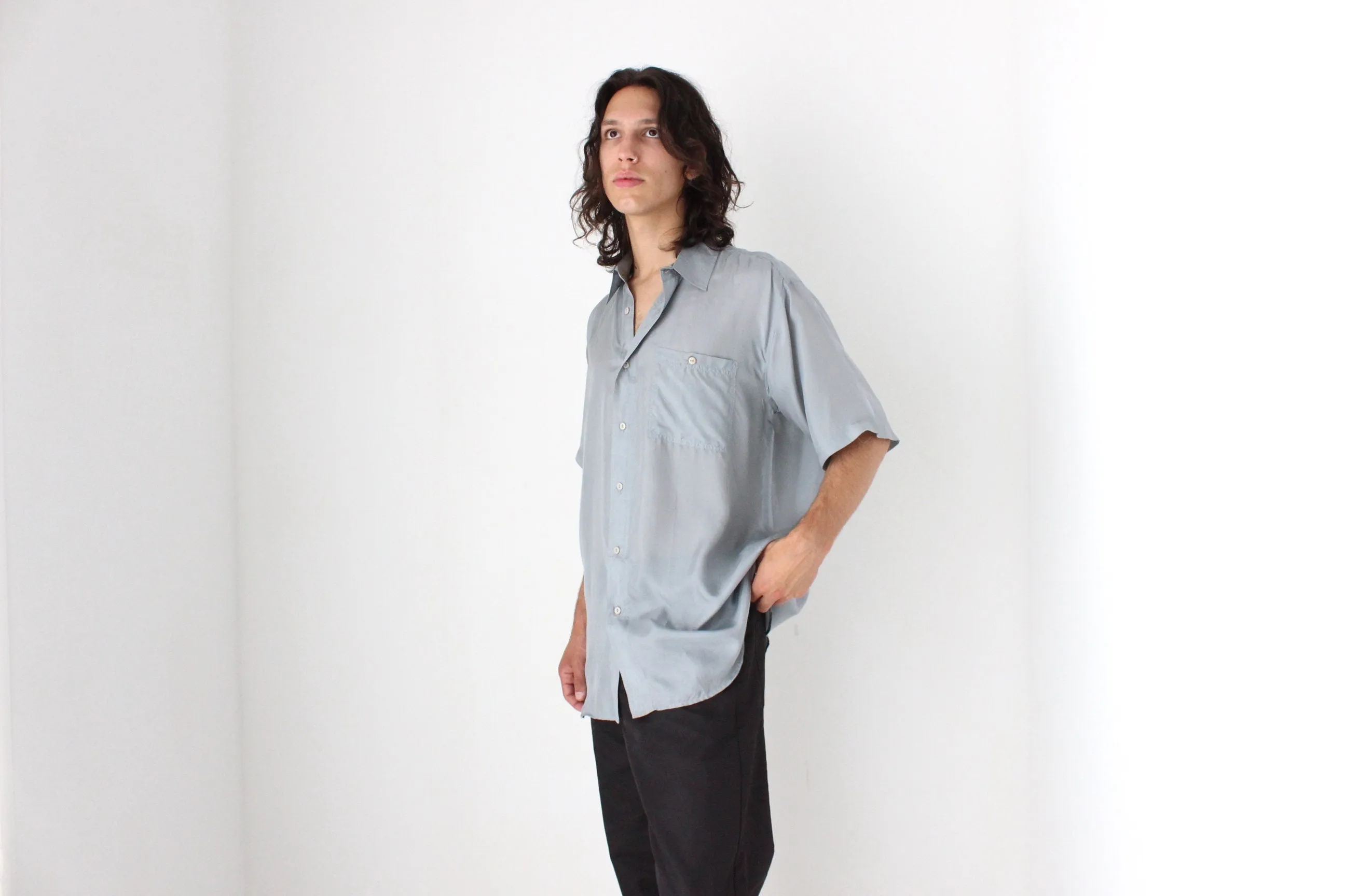 80s PURE SILK Classic Boxy in Dove Grey