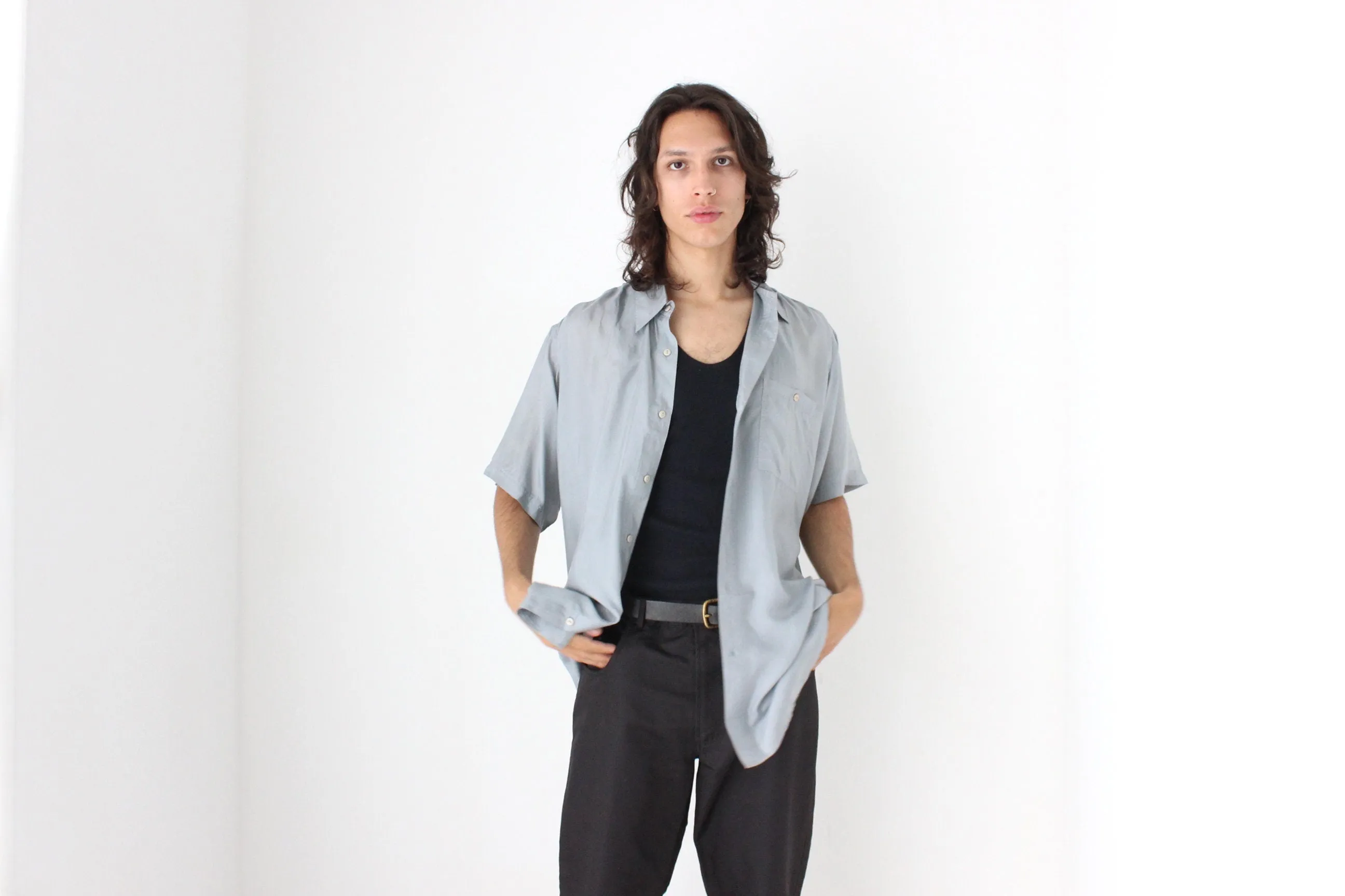 80s PURE SILK Classic Boxy in Dove Grey