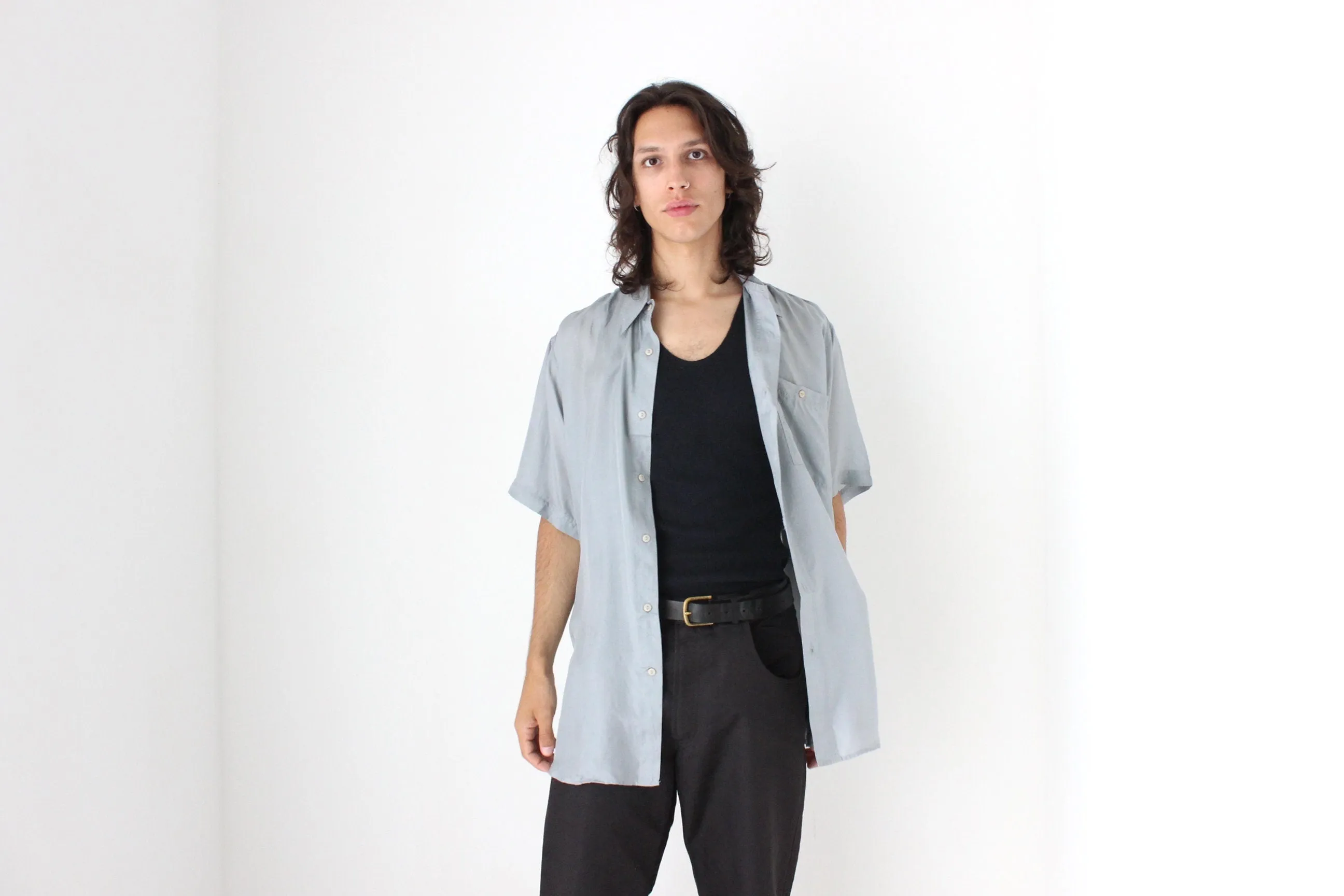 80s PURE SILK Classic Boxy in Dove Grey