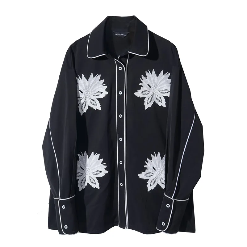 8GIRLS DESIGN EMBROIDERED FLORAL LACE SHIRT