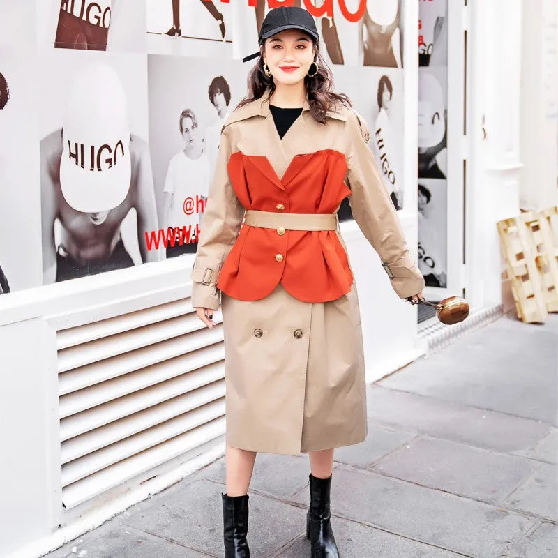 8GIRLS LONG LINE TRENCH COAT WITH CONTRAST PANEL