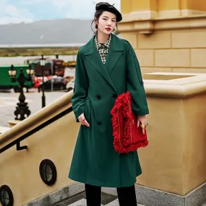 8GIRLS LONG TRENCH COAT WITH BELT IN GREEN