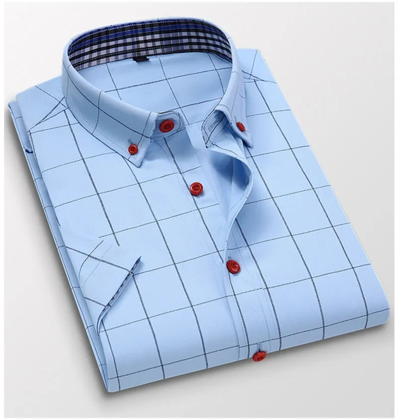 Anti-wrinkle Short Sleeve Plaid Shirt