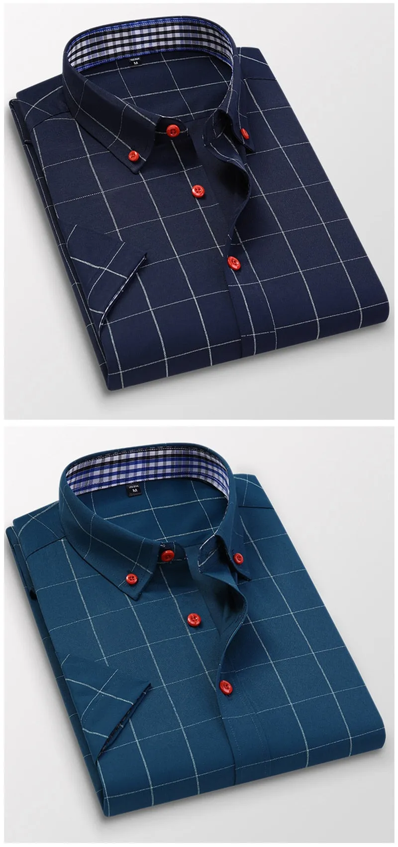Anti-wrinkle Short Sleeve Plaid Shirt