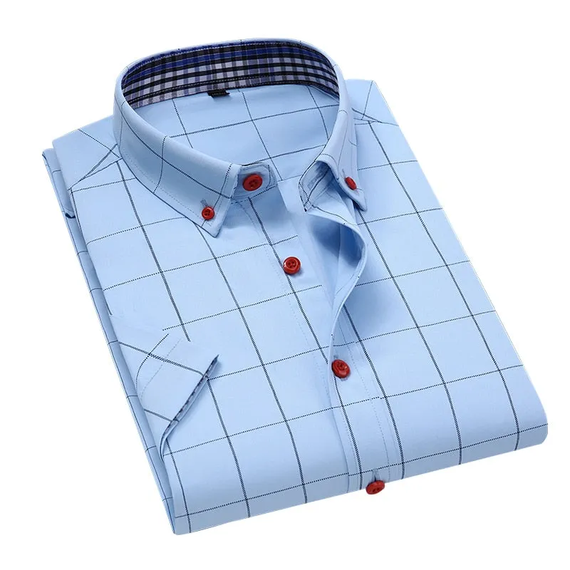 Anti-wrinkle Short Sleeve Plaid Shirt