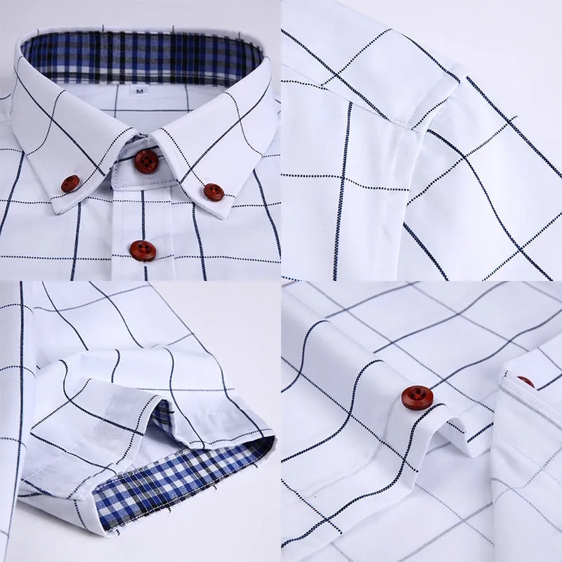 Anti-wrinkle Short Sleeve Plaid Shirt