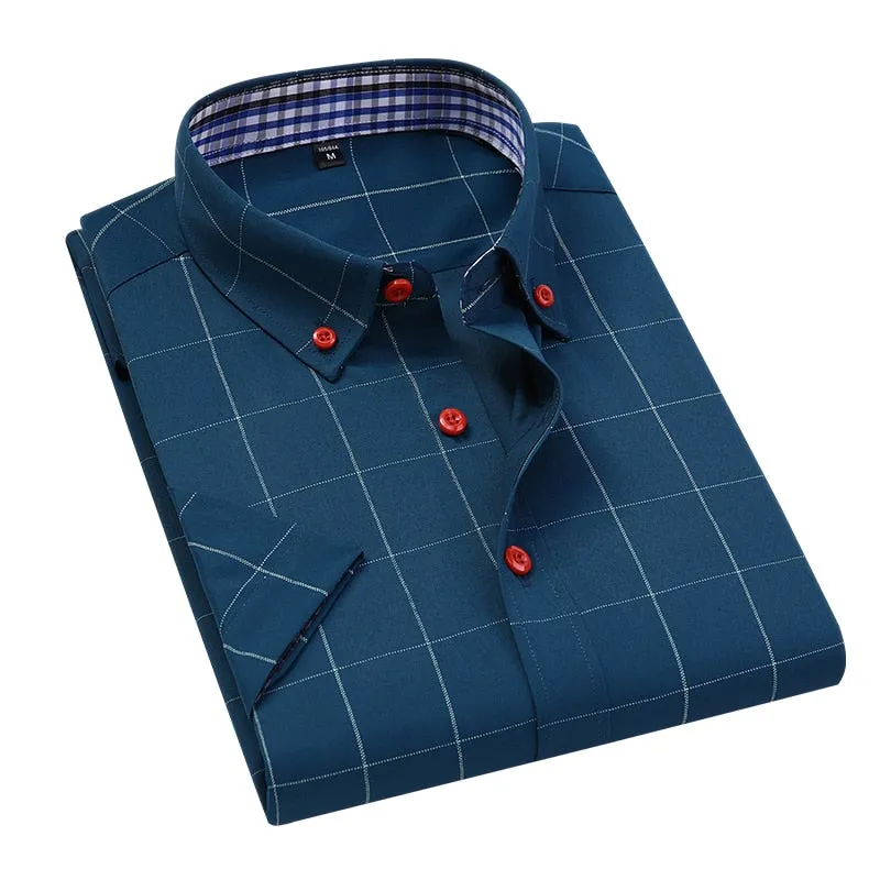 Anti-wrinkle Short Sleeve Plaid Shirt