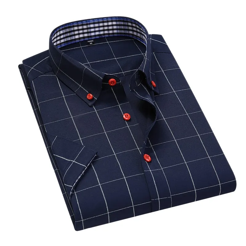 Anti-wrinkle Short Sleeve Plaid Shirt