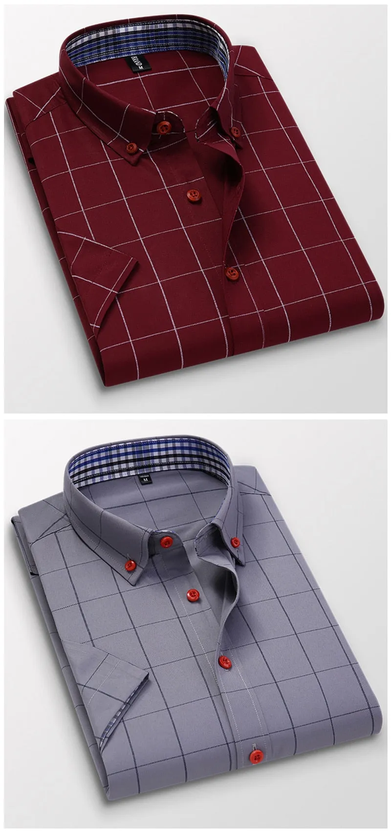Anti-wrinkle Short Sleeve Plaid Shirt