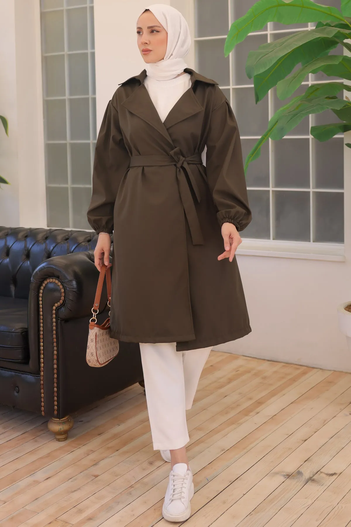BNG Women Belted Trench Coat Khaki - Clermont