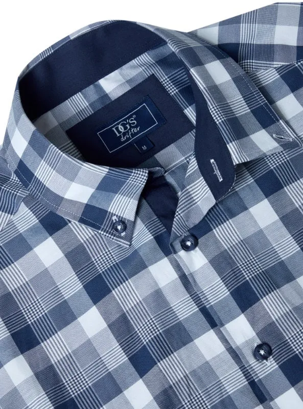 Daniel Grahame Checkered Long Sleeve Casual Shirt - Navy/White