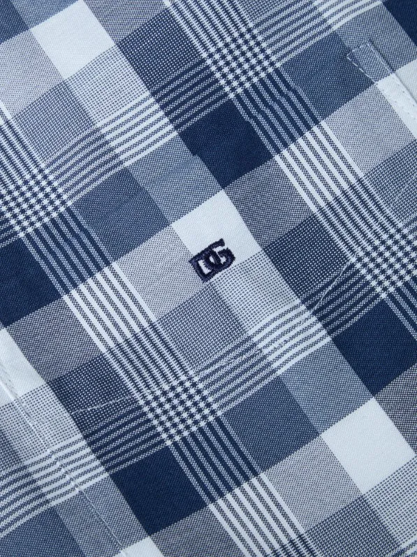 Daniel Grahame Checkered Long Sleeve Casual Shirt - Navy/White