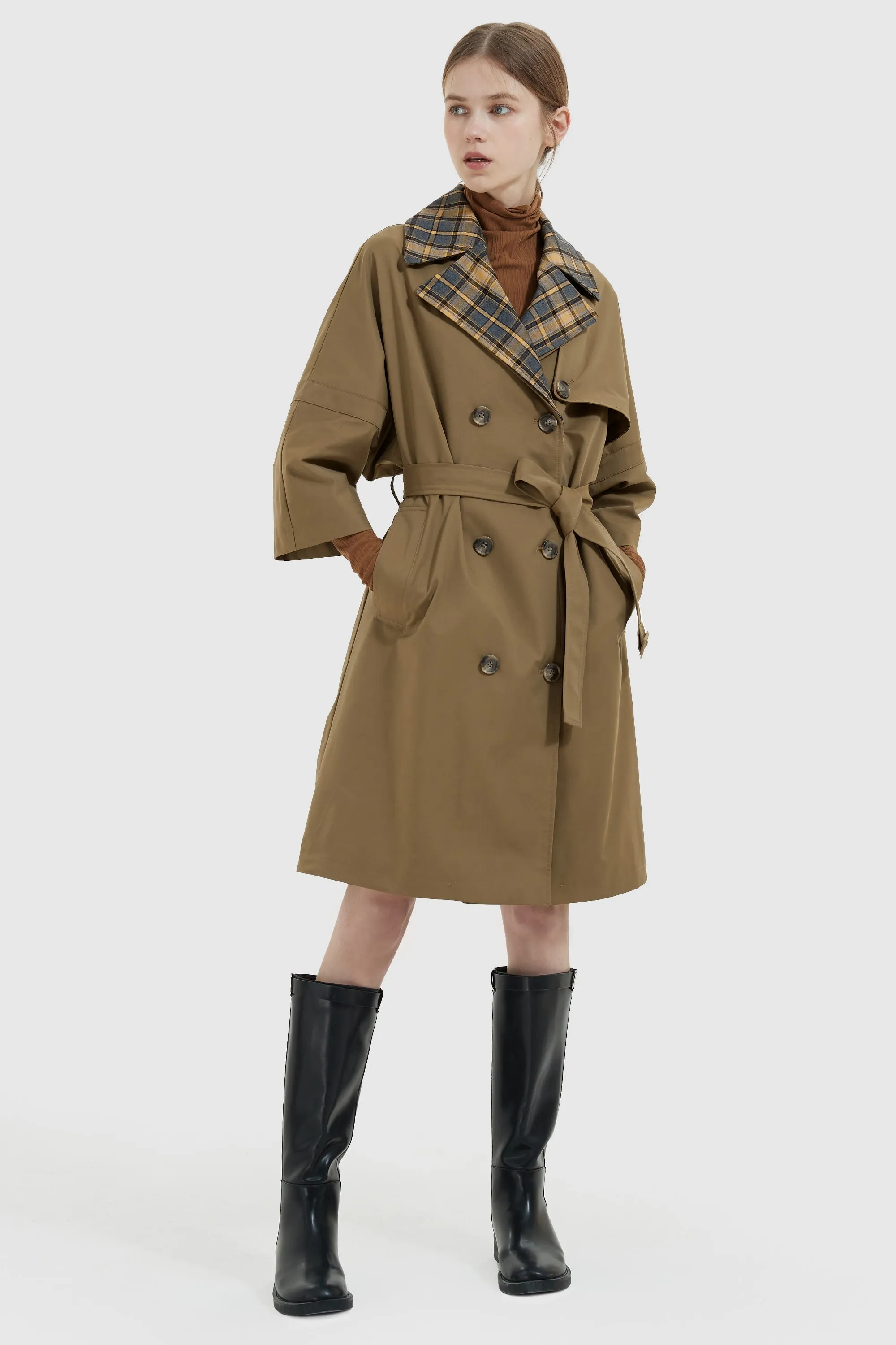 Double-Breasted Lapel Trench