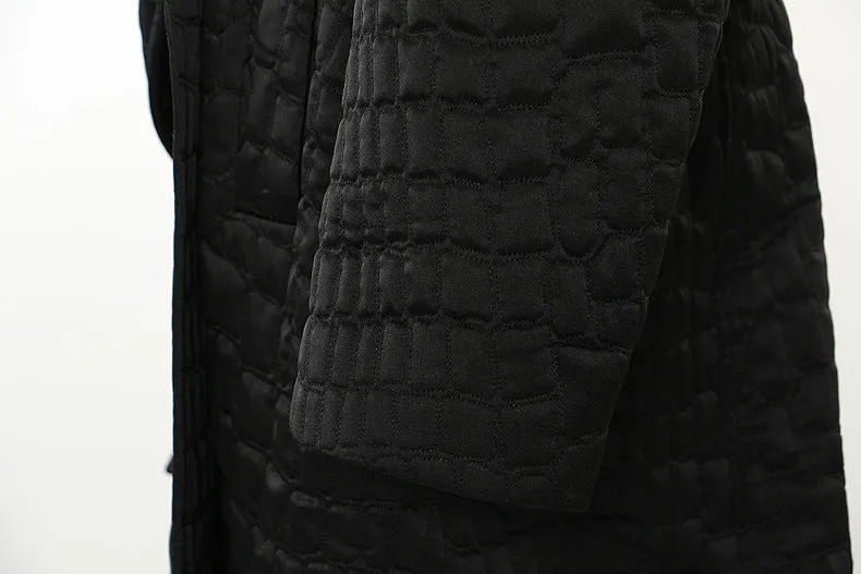 Embroidery Quilted Loose Cloak Trench Coat