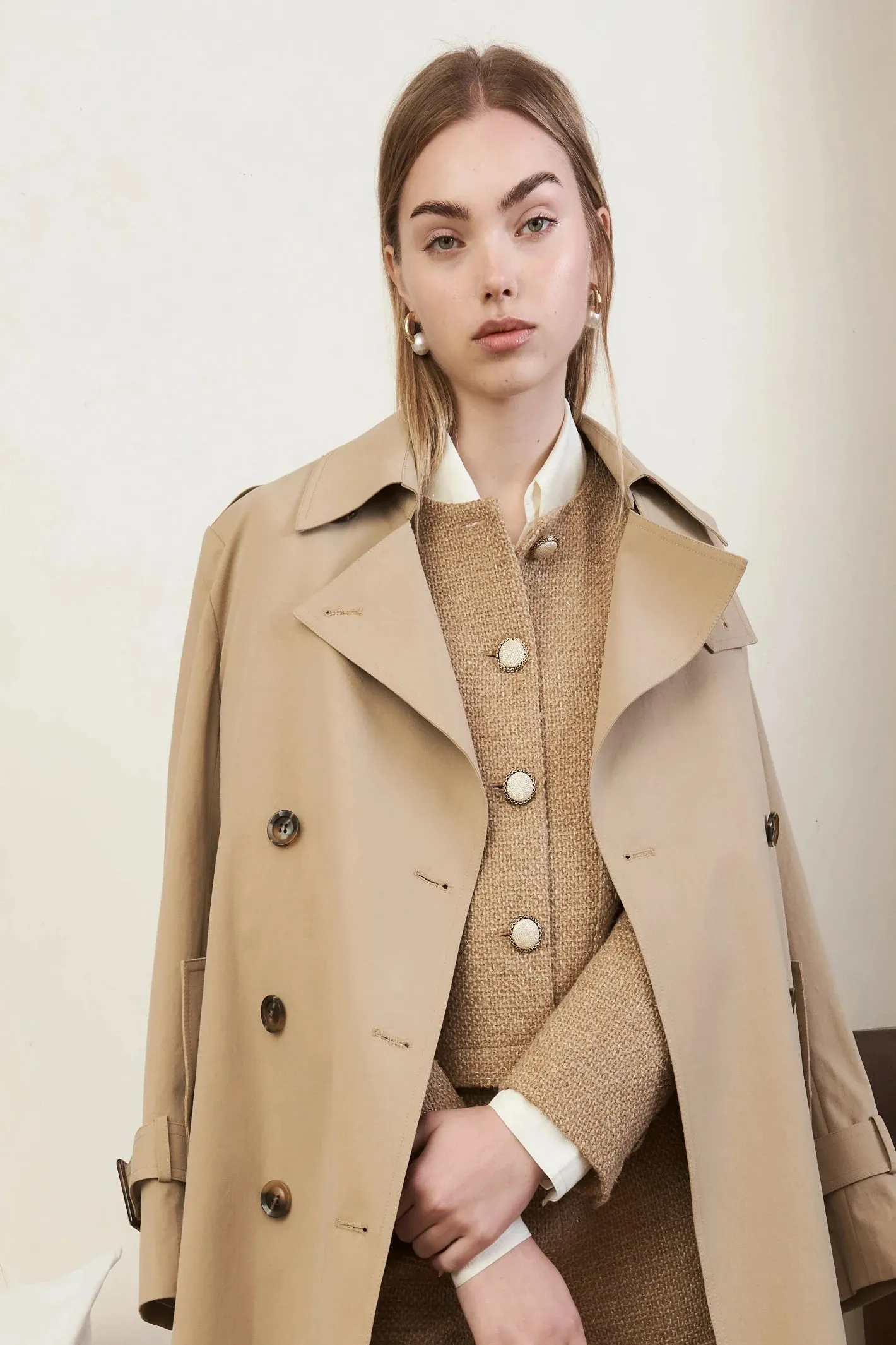 Jovonna Beige Meadow Trench Coat