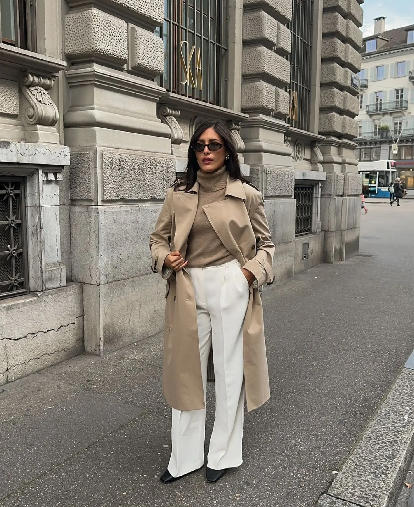 Jovonna Beige Meadow Trench Coat