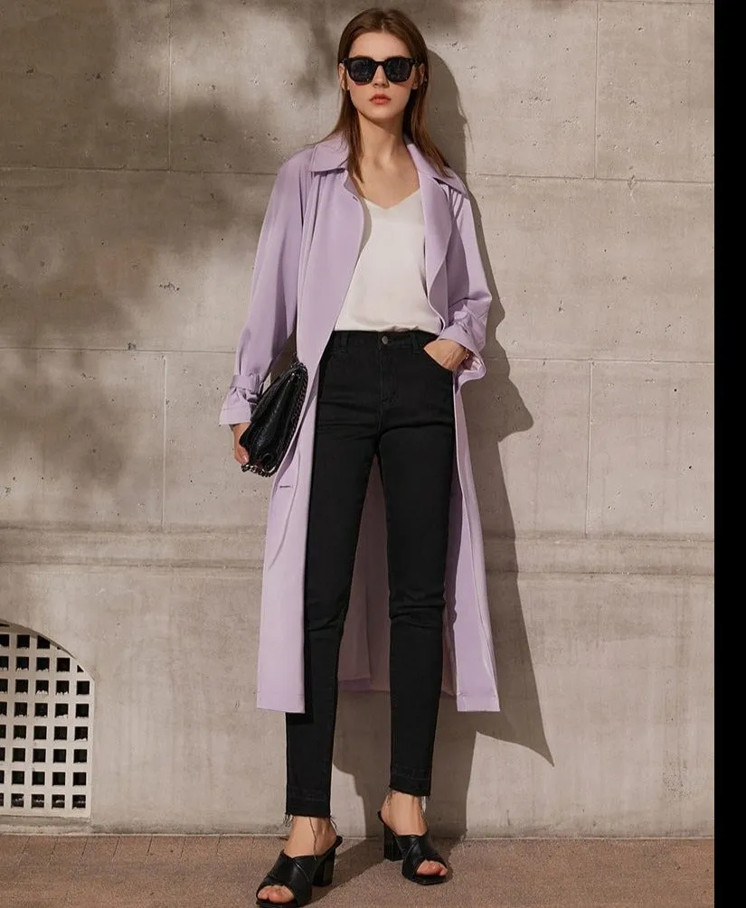 Lapel Patchwork Double Breasted Trench Coat