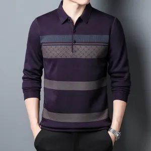 Men Business Long Sleeve Polo T-shirt