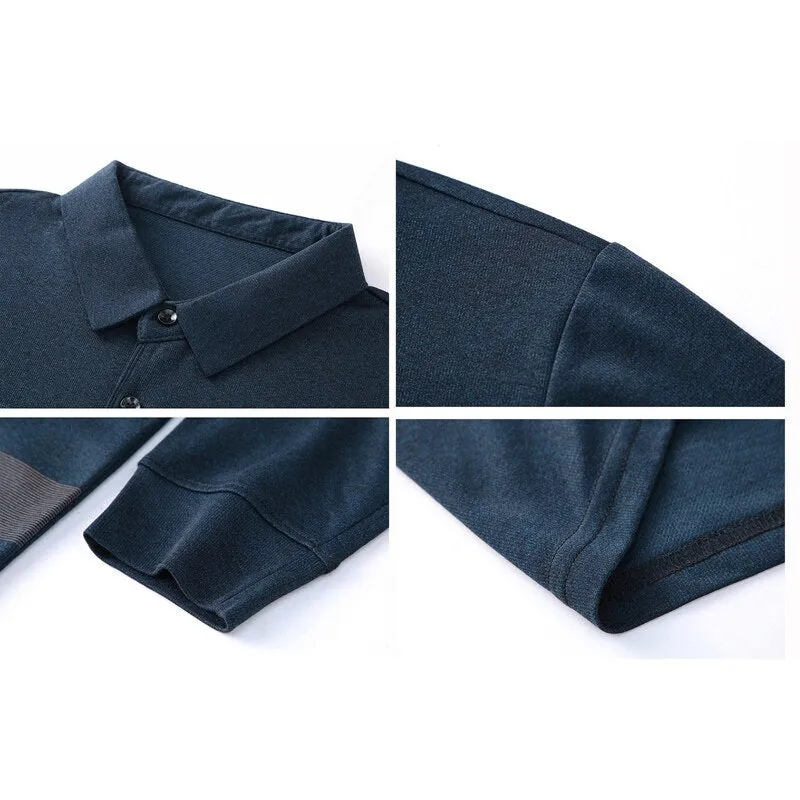 Men Business Long Sleeve Polo T-shirt