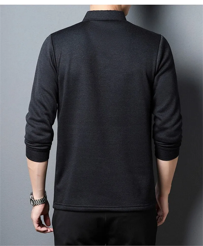 Men Business Long Sleeve Polo T-shirt
