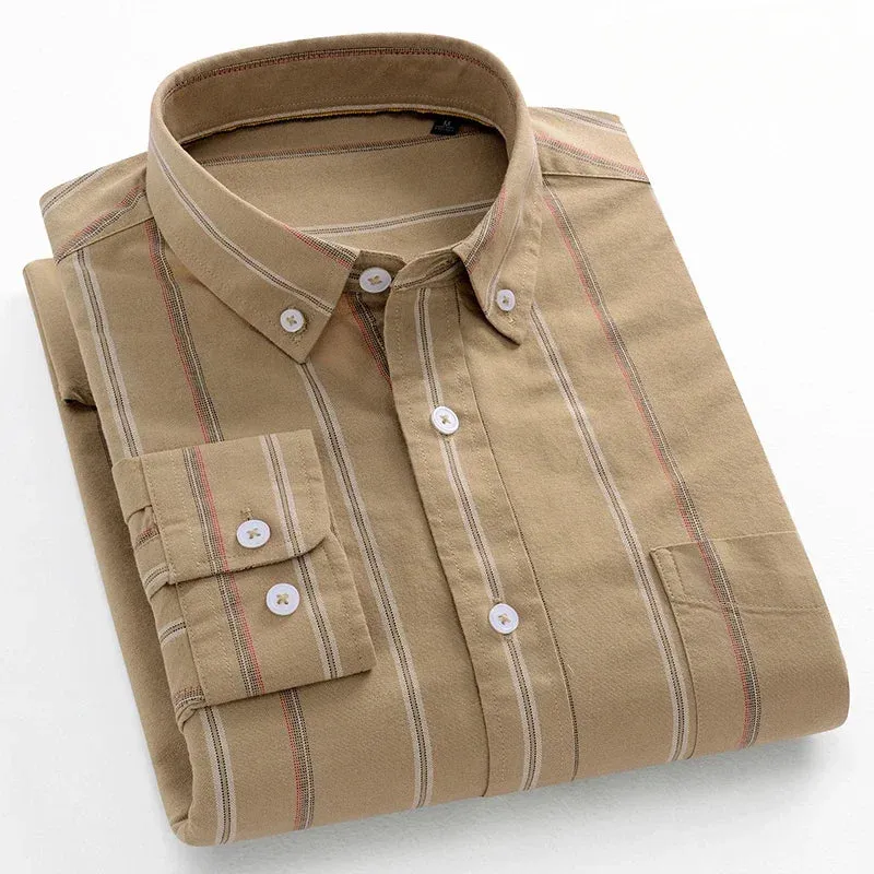 Men's slim fit shirt 100% cotton long-sleeve shirts plaid