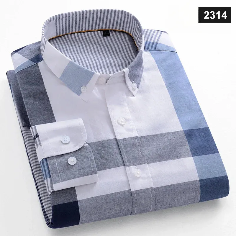 Men's slim fit shirt 100% cotton long-sleeve shirts plaid