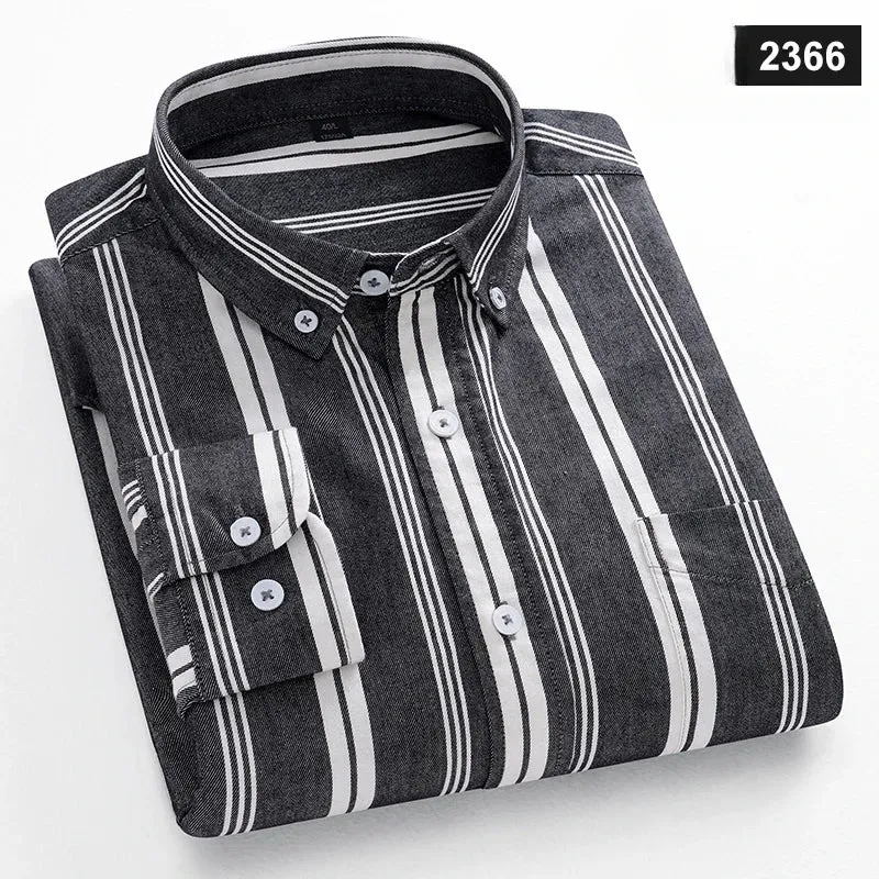 Men's slim fit shirt 100% cotton long-sleeve shirts plaid