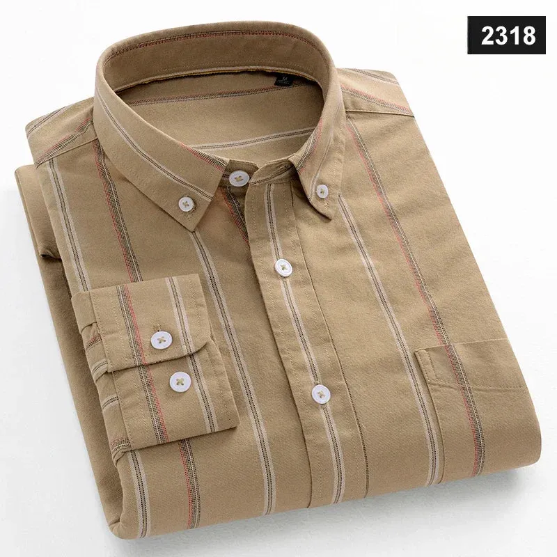 Men's slim fit shirt 100% cotton long-sleeve shirts plaid