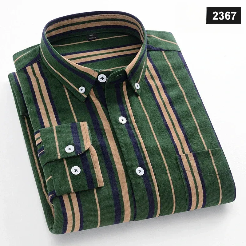 Men's slim fit shirt 100% cotton long-sleeve shirts plaid