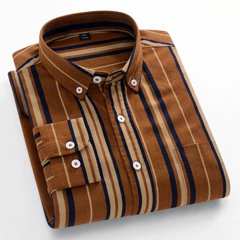 Men's slim fit shirt 100% cotton long-sleeve shirts plaid