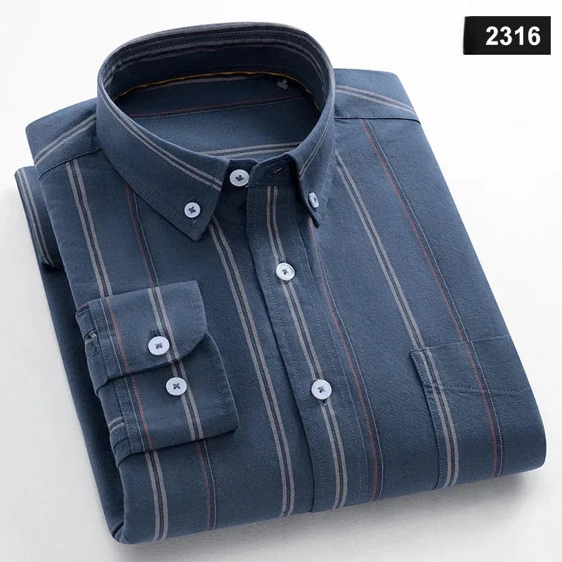 Men's slim fit shirt 100% cotton long-sleeve shirts plaid