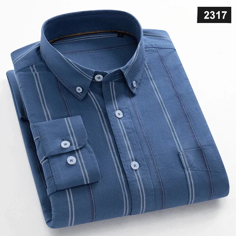 Men's slim fit shirt 100% cotton long-sleeve shirts plaid