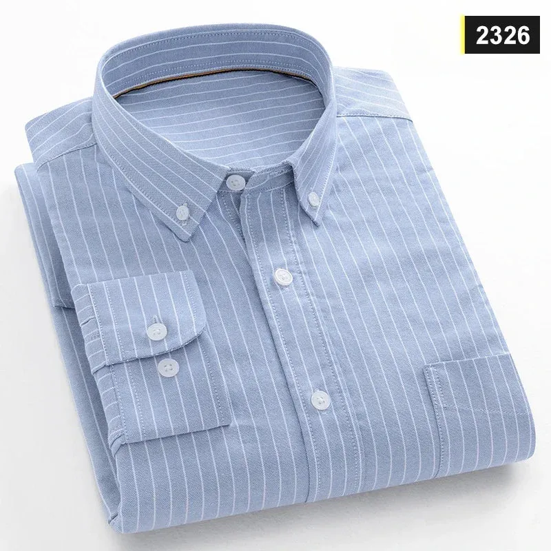 Men's slim fit shirt 100% cotton long-sleeve shirts plaid