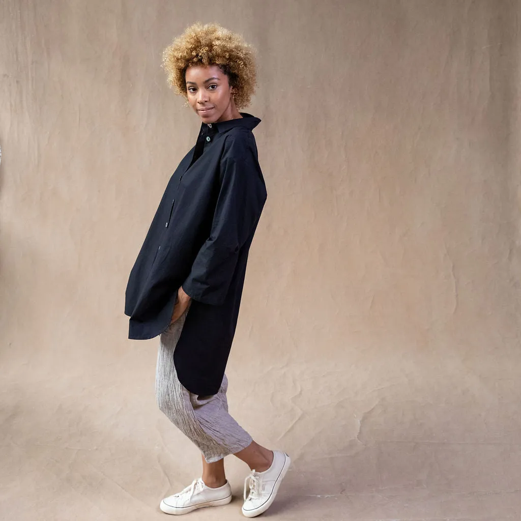 Monat Black Cotton Oversized Shirt