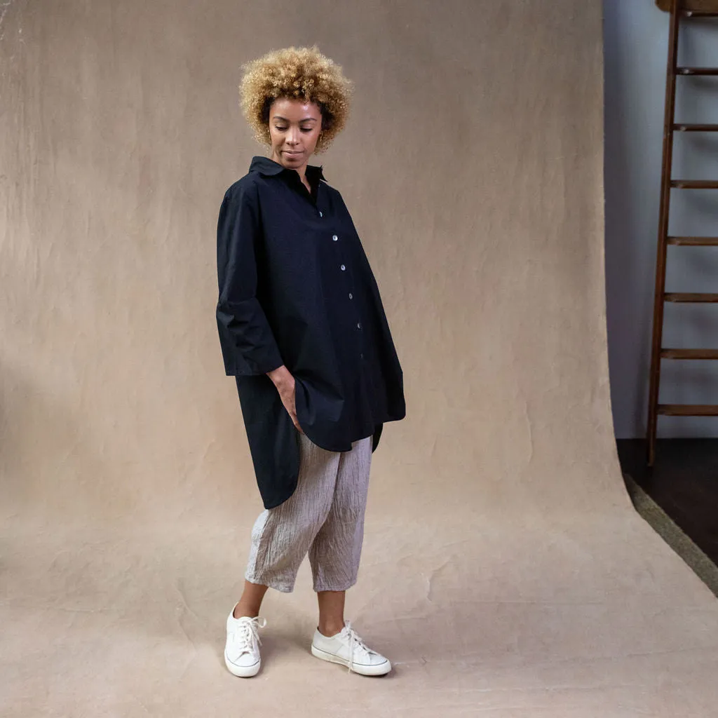 Monat Black Cotton Oversized Shirt