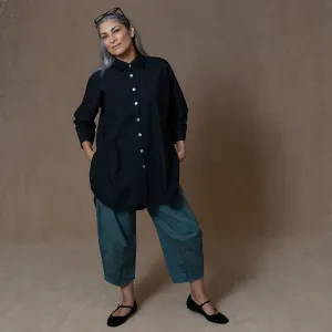 Monat Black Cotton Oversized Shirt