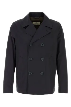 Navy blue cotton trench coat