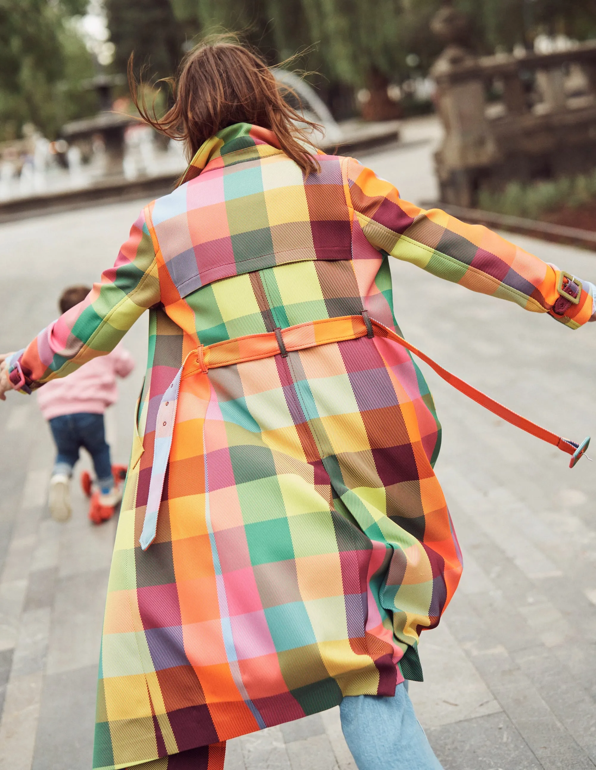 Neon Belted Trench Coat-Check