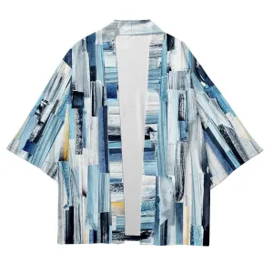Oceanic Serenity Blue Kimono Shirt