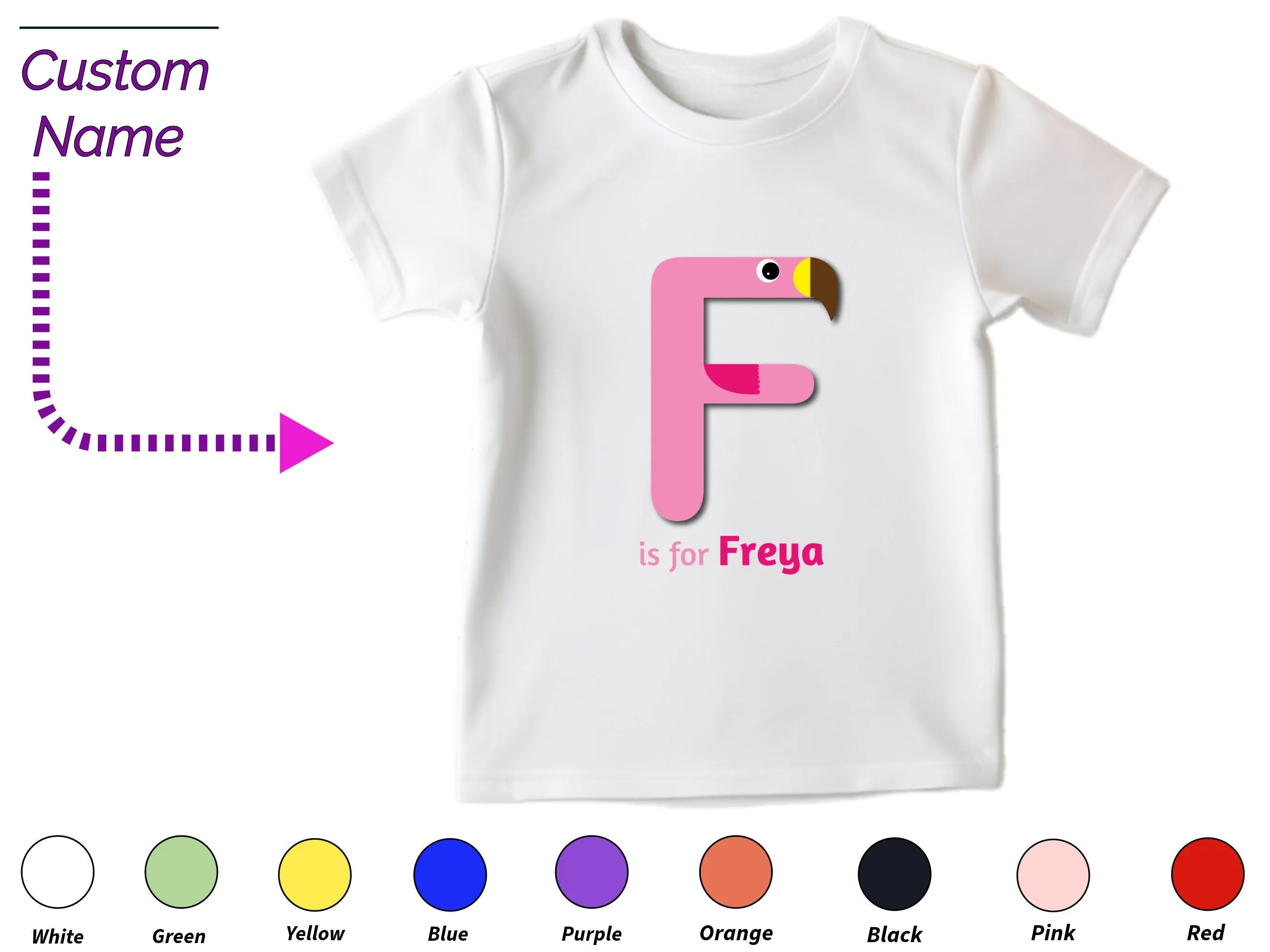 Personalize Name Initials F On Shirt Gift for Toddler Girl Clothing Baby Shirt