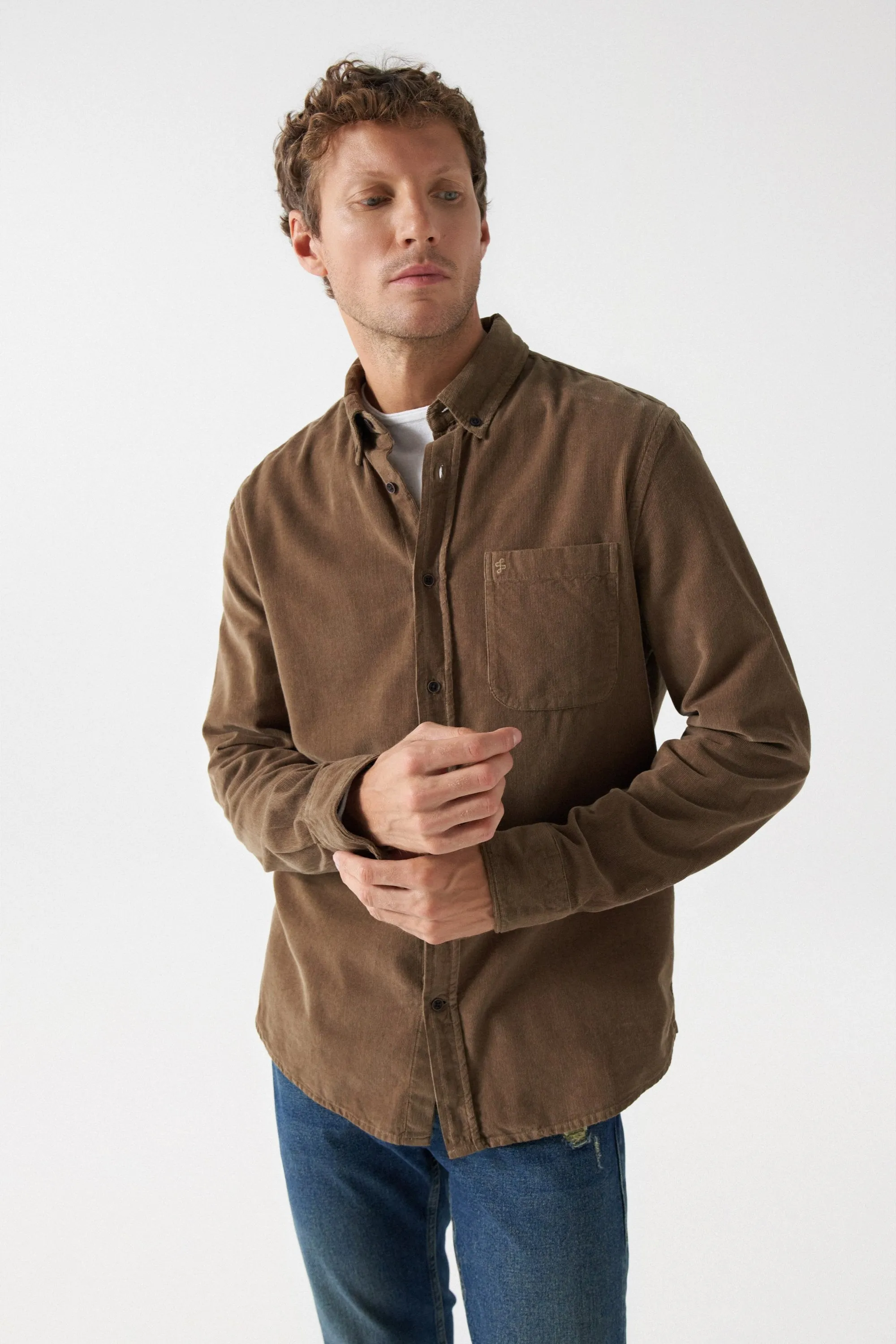 Salsa Corduroy Shirt Khaki