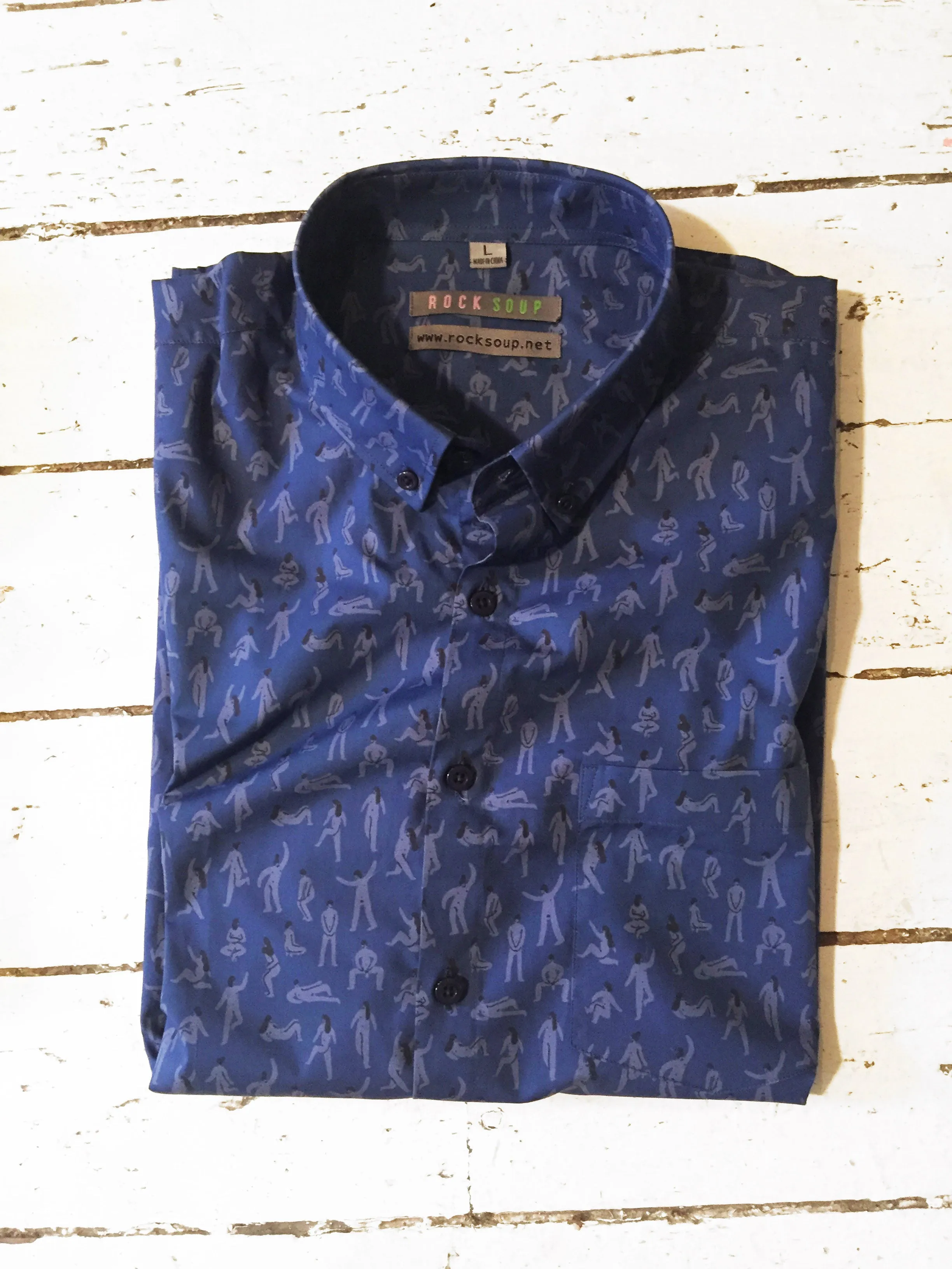 SARA MAESE SS Button-Down Shirt- NAVY