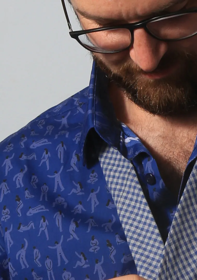 SARA MAESE SS Button-Down Shirt- NAVY