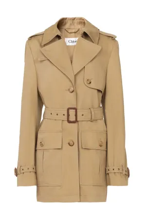 Short Cotton Trench Coat
