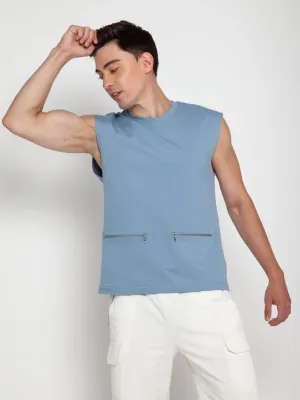 Steel Blue Sleeveless Tee