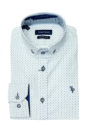 Tom Penn Long Sleeve Shirt 907 - White/Navy