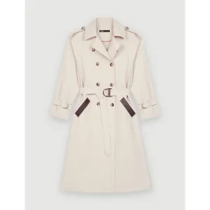 Women Trench Coat With Smocking At The Back - Ecru