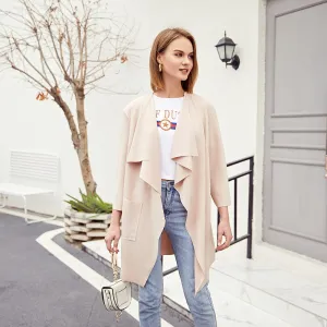 Women's Knee Length Coat With Pockets