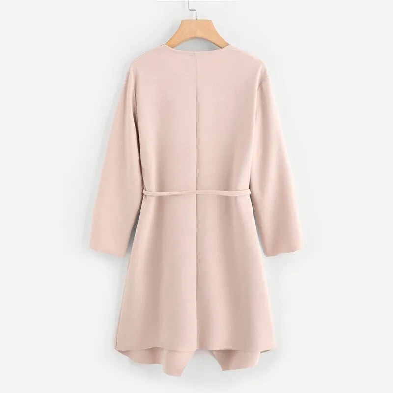 Women's Knee Length Coat With Pockets