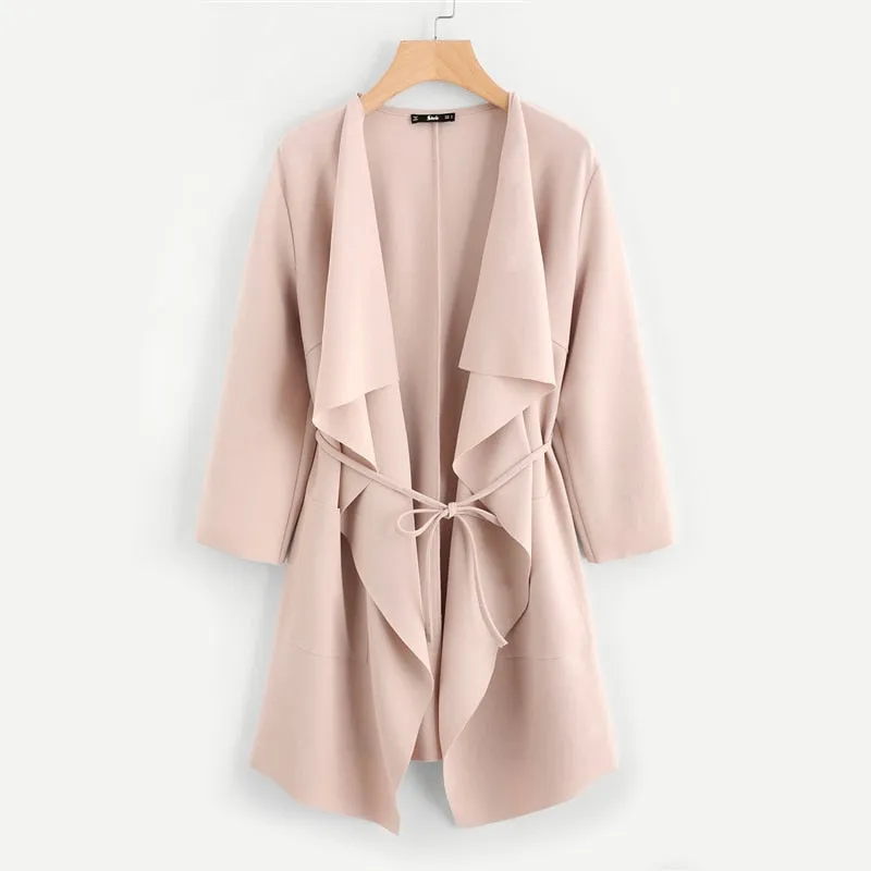 Women's Knee Length Coat With Pockets